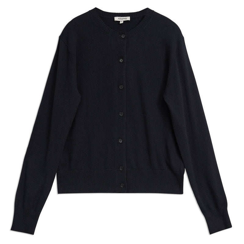 Black Cotton & Cashmere Blend Cardigan by Albaray