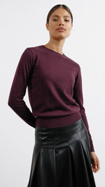 Burgundy Cotton & Cashmere Blend Crew Neck by Albaray