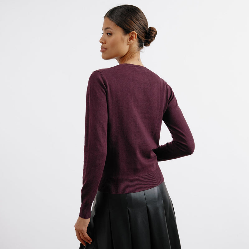 Burgundy Cotton & Cashmere Blend Crew Neck by Albaray