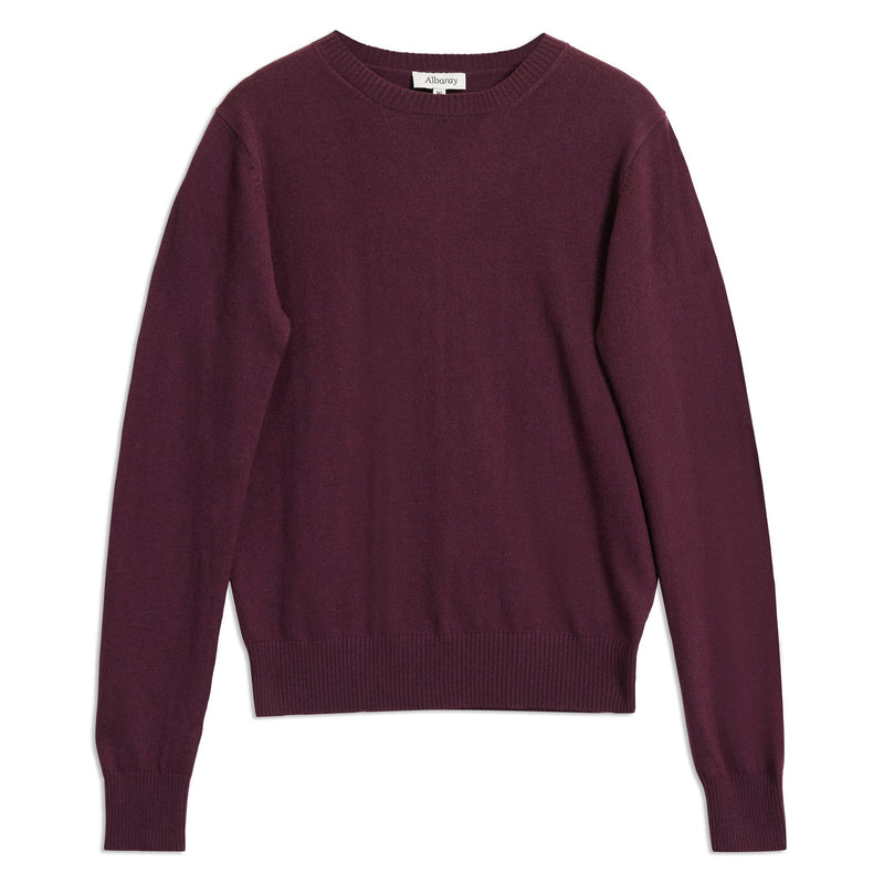 Burgundy Cotton & Cashmere Blend Crew Neck by Albaray