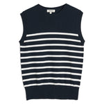 Navy and Cream Stripe Knitted Tank Top by Albaray