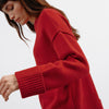 Red Relaxed Turn Up Cuff Jumper by Albaray