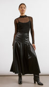 Vegan Leather Midi Skirt by Albaray