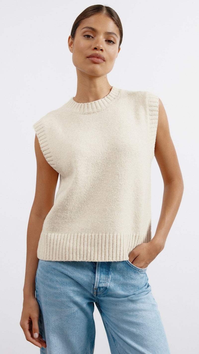 Cream Cosy Tank Top by Albaray