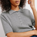 Grey Knitted Polo Top by Albaray