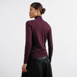 Burgundy Cotton & Cashmere Blend Turtle Neck Jumper by Albaray