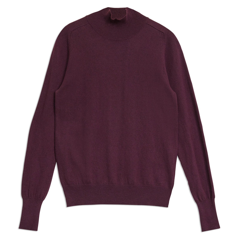 Burgundy Cotton & Cashmere Blend Turtle Neck Jumper by Albaray