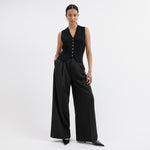 Black Knitted Rib Waistcoat by Albaray