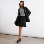 Black Tailored Pleat Mini Skirt by Albaray