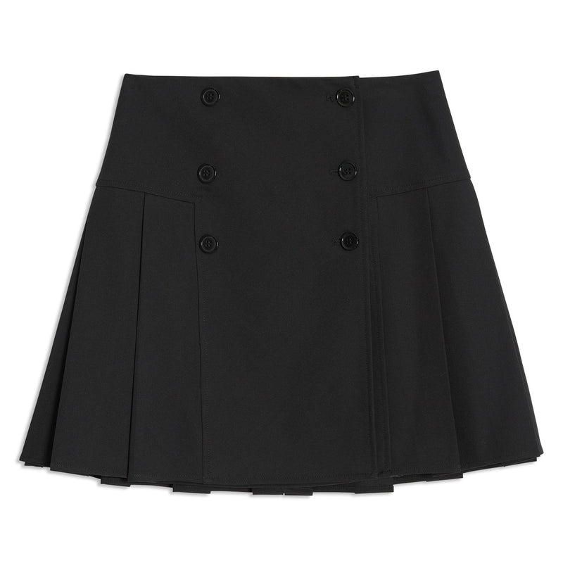 Black Tailored Pleat Mini Skirt by Albaray