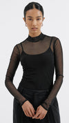 Mesh Turtle Neck Top by Albaray