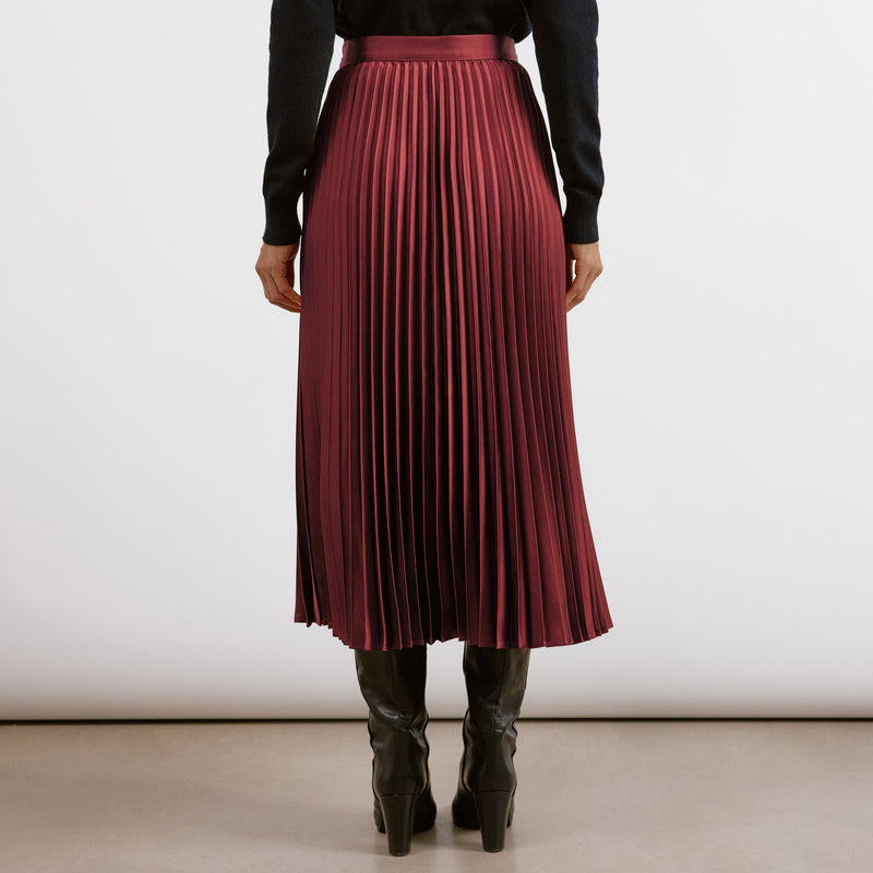 Satin Pleat Midi Skirt by Albaray