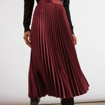 Satin Pleat Midi Skirt by Albaray