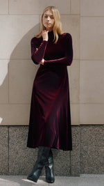 Velvet Funnel Neck Dress by Albaray