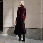 Velvet Funnel Neck Dress by Albaray