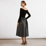 Velvet & Taffeta Midi Dress by Albaray