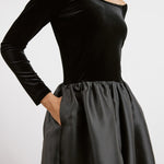 Velvet & Taffeta Midi Dress by Albaray