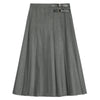 Grey Flannel Pleat Midi Skirt by Albaray