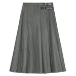 Grey Flannel Pleat Midi Skirt by Albaray