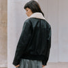 Detachable Collar Leather Bomber by Albaray