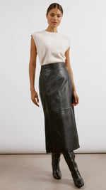 Leather Midi Skirt by Albaray