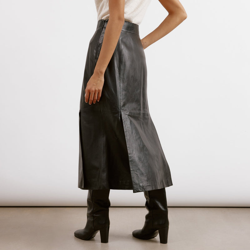 Leather Midi Skirt by Albaray