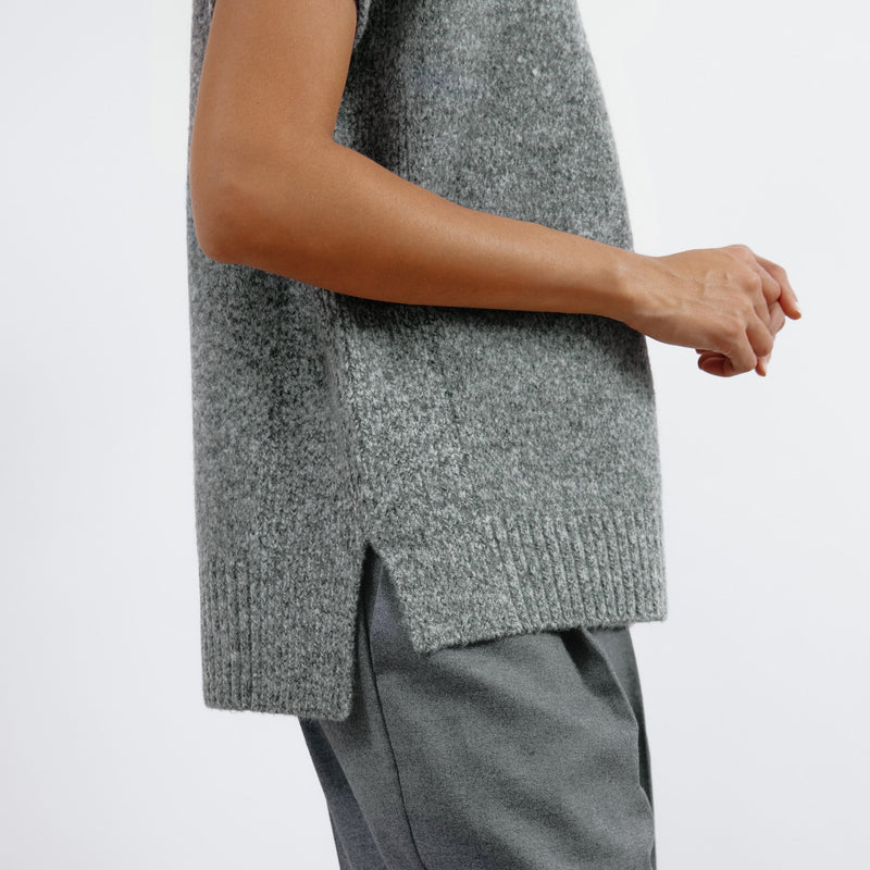 Grey Funnel Neck Tank Top by Albaray