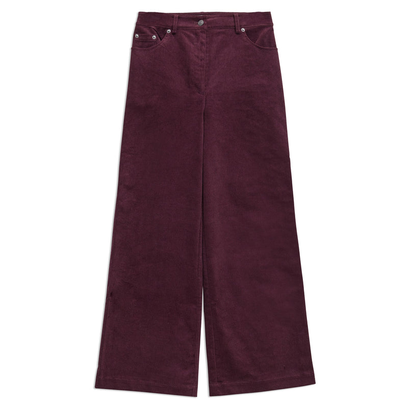 Burgundy Cord Wide Leg Trouser by Albaray