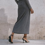 Silver Glitter Column Skirt by Albaray