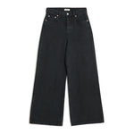 Black Full Length Wide Leg Jeans with Zip Fly by Albaray