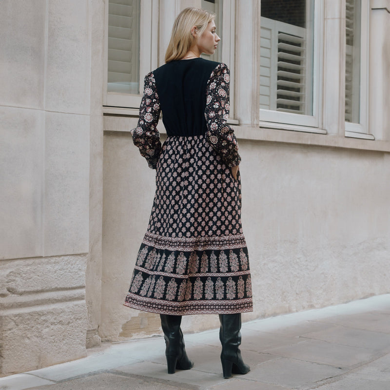 Burgundy Woodblock Midi Dress by Albaray