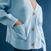 Blue Relaxed V Neck Cardigan by Albaray