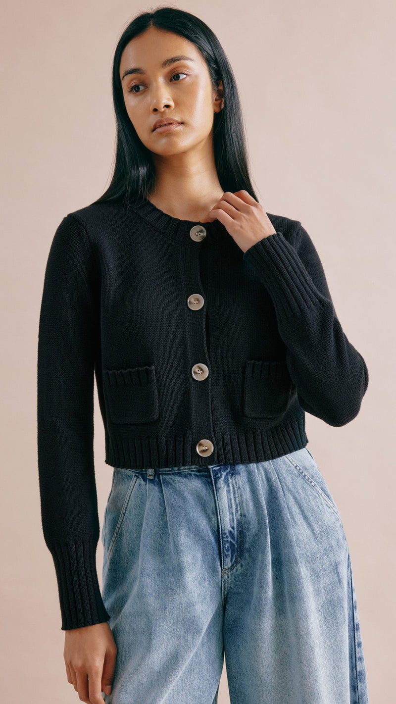 Black Cropped Cardigan by Albaray