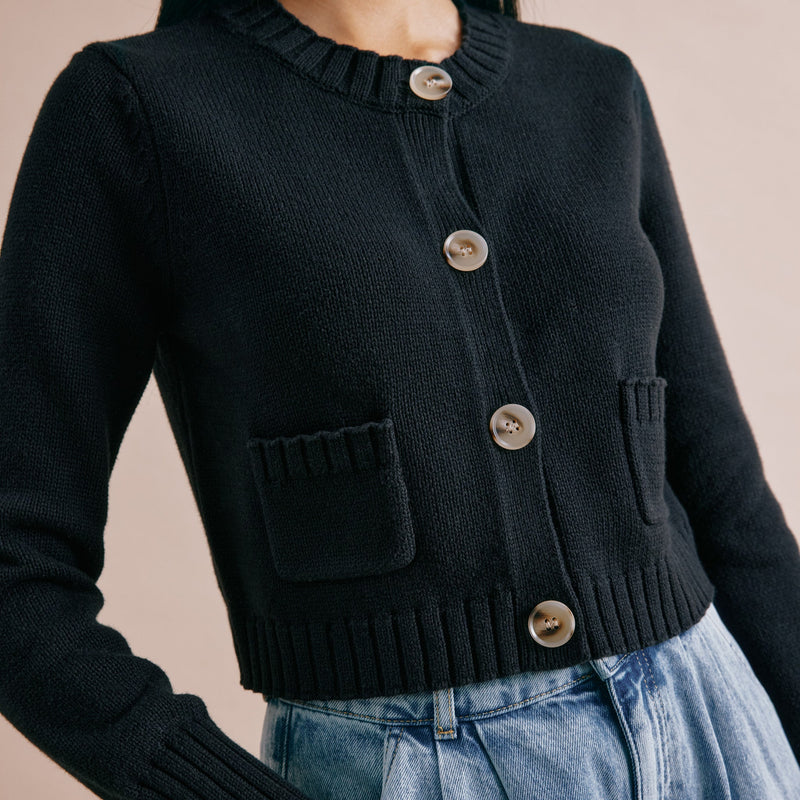 Black Cropped Cardigan by Albaray