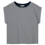 Navy Stripe Roll Back T Shirt by Albaray