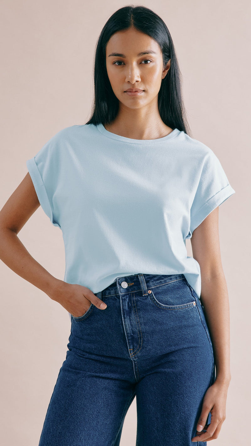 Blue Roll Back T Shirt by Albaray