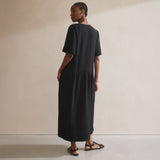 Summer maxi dress made from 100% cotton with a flowing long A-line silhouette.