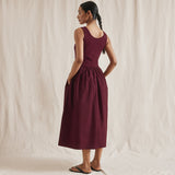 Cherry Jersey & Woven Mix Vest Dress