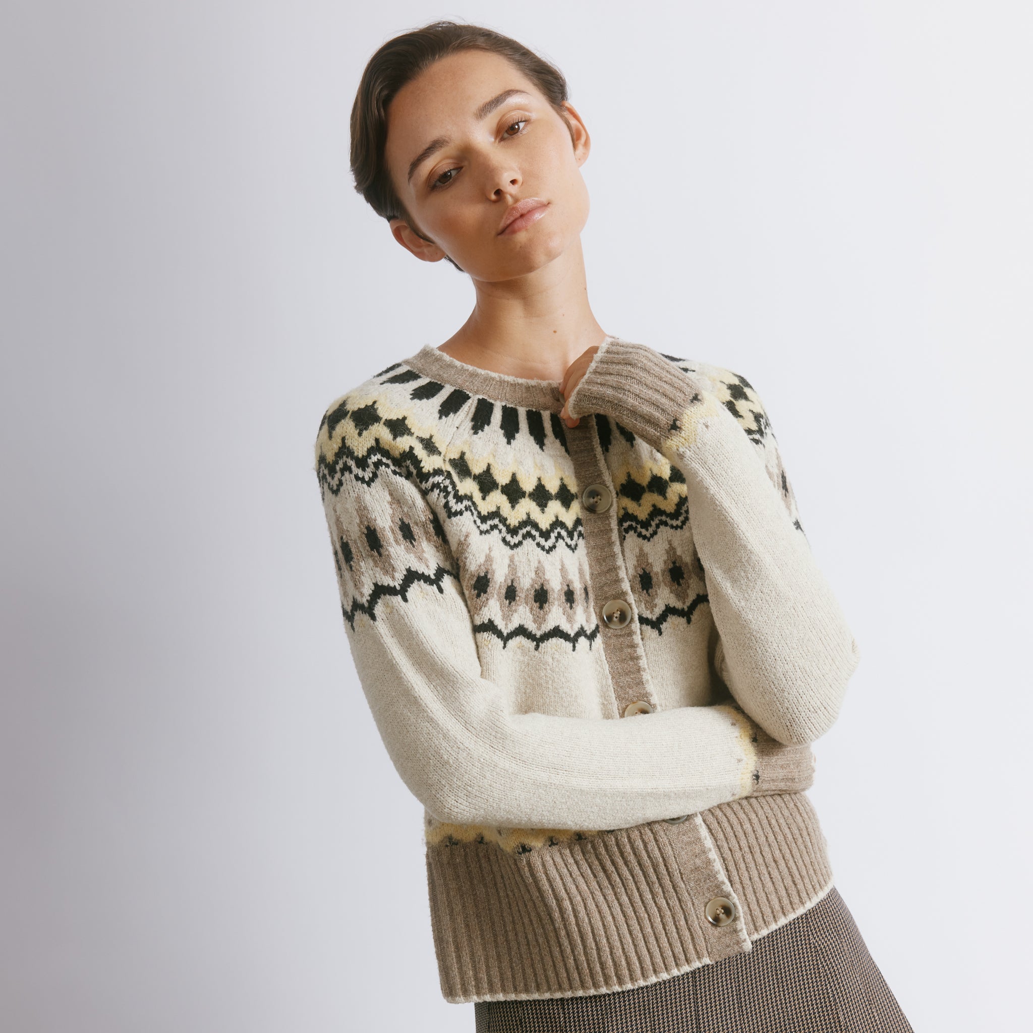 Fair Isle Yoke Cardigan by Albaray
