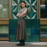 Houndstooth Pleat Midi Skirt by Albaray