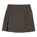 Classic houndstooth mini skirt styled with timeless autumn fashion, tailored pelmet style skirt, sustainable and eco-conscious woven fabric