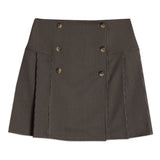 Classic houndstooth mini skirt styled with timeless autumn fashion, tailored pelmet style skirt, sustainable and eco-conscious woven fabric