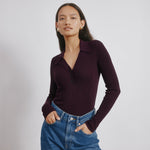 Ribbed V Neck Top by Albaray