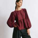 Burgundy Satin Top by Albaray