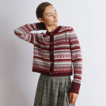Fair Isle Cropped Cardigan in Burgundy by Albaray