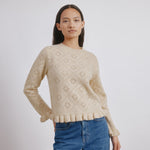 Pointelle knit sweater with ruffle detail, crafted in cosy wool blend  