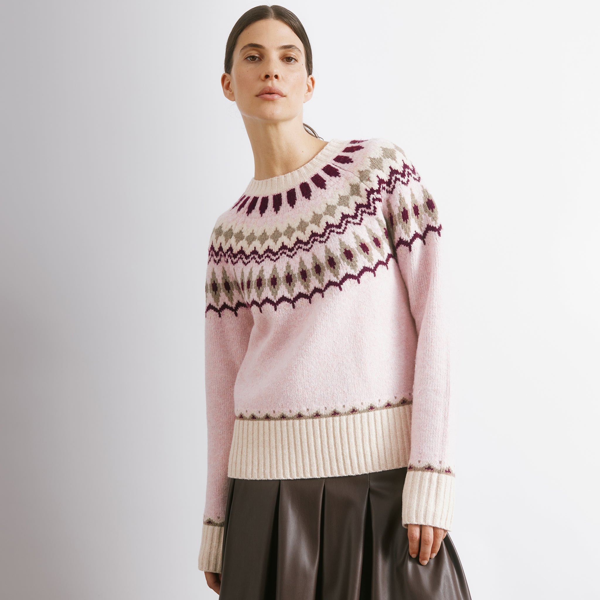 Pink Fair Isle Yoke Jumper by Albaray