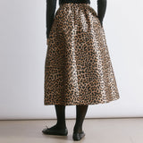 Animal print skirt crafted from structured taffeta with a voluminous full silhouette and midi length.  