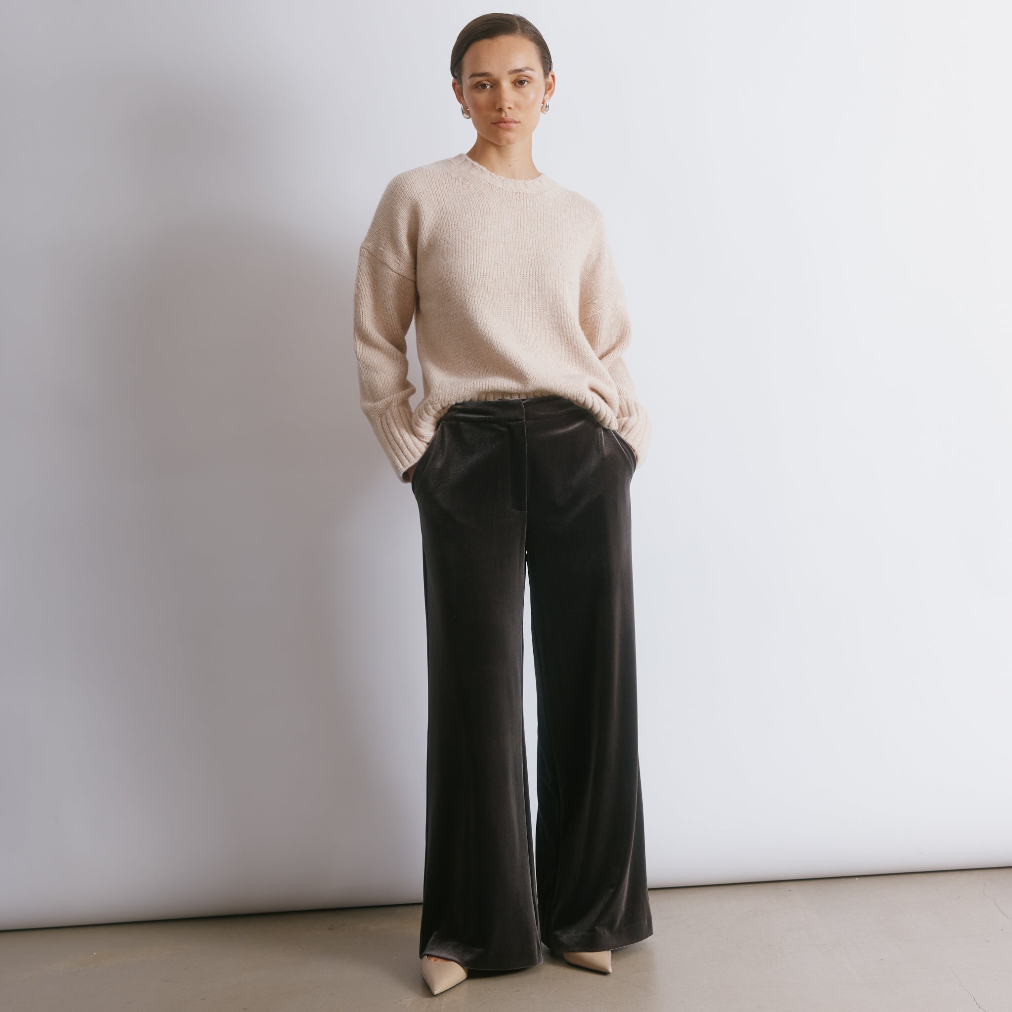 Velvet Wide Leg Trousers by Albaray