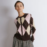 Pink Argyle Cardigan by Albaray